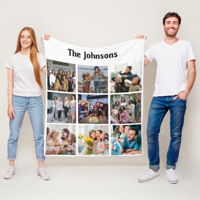 Manta Polar Recuerdos Familiares 9 Cuadrícula de Fotos Collage (In situ)