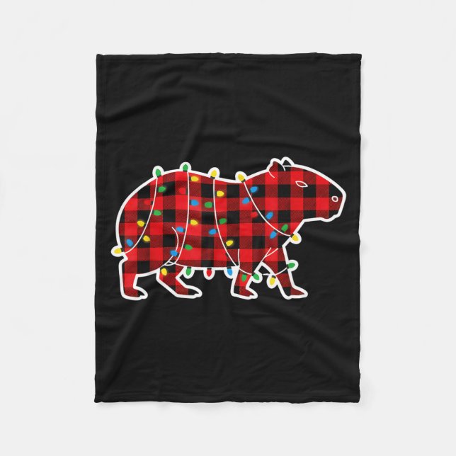 Manta Polar Red And Black Buffalo Plaid Capybara Christmas Lig (Anverso)