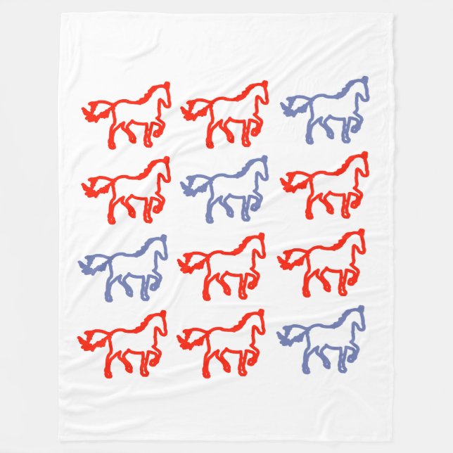 Manta Polar Red and Blue Outline Horse – Zodiac Horse (Anverso)