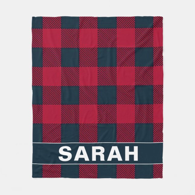 Manta Polar Red & Black Plaid Personalized Name (Anverso)