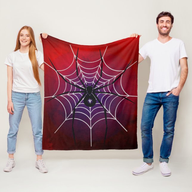 Manta Polar Red Black Spider Throw Blanket (In situ)