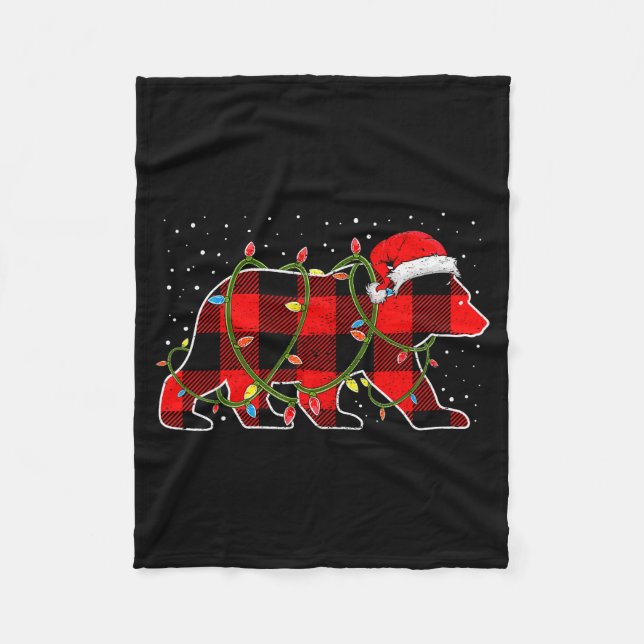 Manta Polar Red Buffalo Plaid Christmas Tree Light Bear Pajama (Anverso)