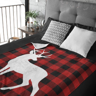 Manta Polar Red Buffalo Plaid & Deer Entrega de nombre perso