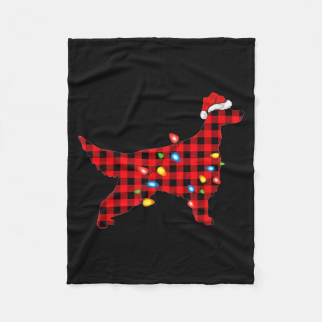 Manta Polar Red Buffalo Plaid Santa Irish Setter Dog Christmas (Anverso)