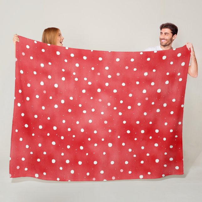 Manta Polar Red Cream Plaid Stripes Birthday (In situ)