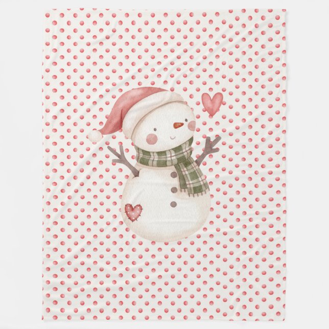 Manta Polar Red Fleece Blanket con Snowman (Anverso)