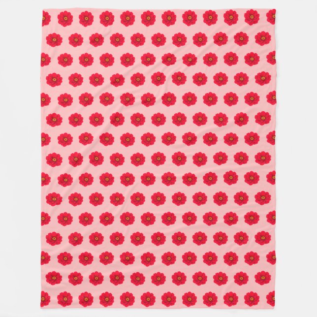 Manta Polar Red Flower Seamless Pattern Fleece Blanket (Anverso)