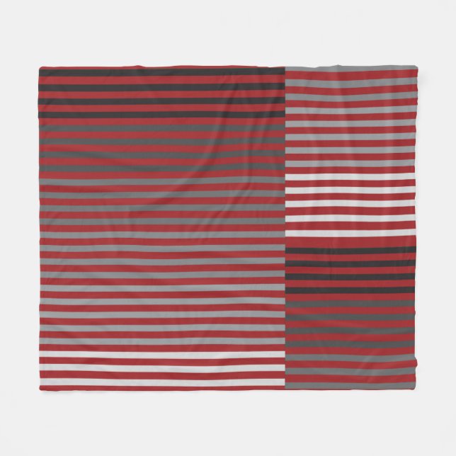 Manta Polar Red, Gray, Black, White Stripes (Frente (Horizontal))