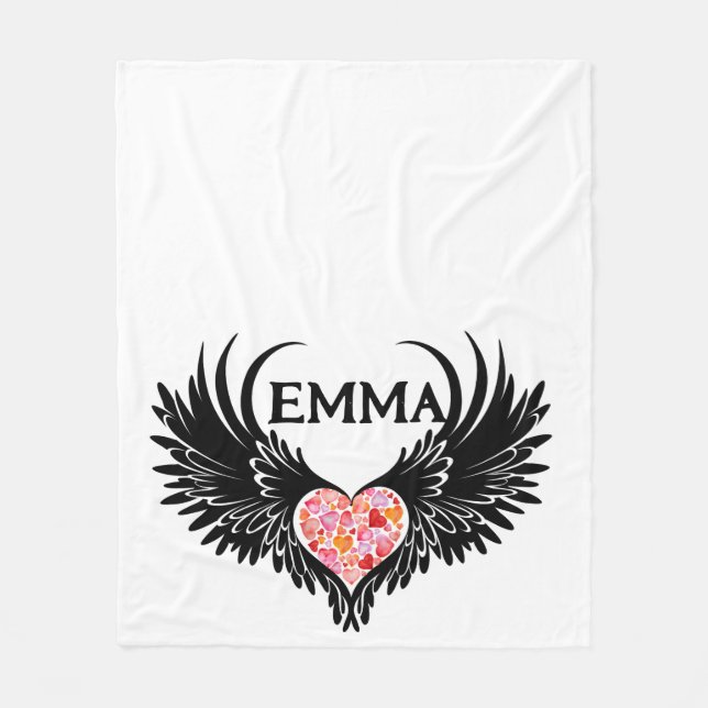 Manta Polar Red heart angel black wings (Anverso)