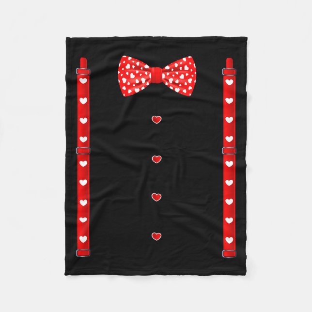 Manta Polar Red Hearts Bow Tie Suspenders Valentines Day Costu (Anverso)