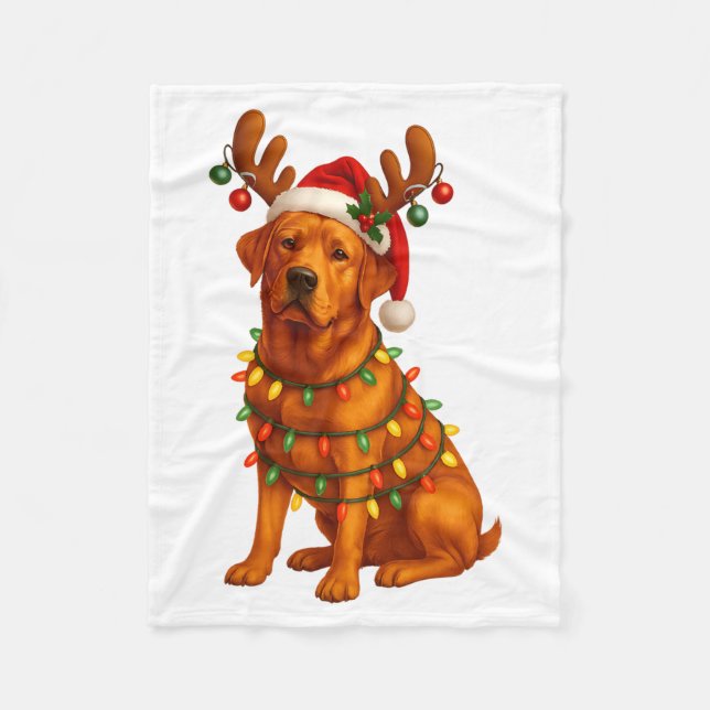 Manta Polar Red Lab Christmas Tree Light Pajama Labrador Dog L (Anverso)