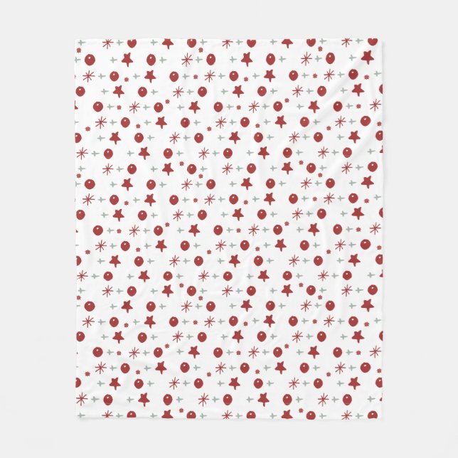 Manta Polar Red Ornaments & Stars Christmas Fleece Blanket (Anverso)