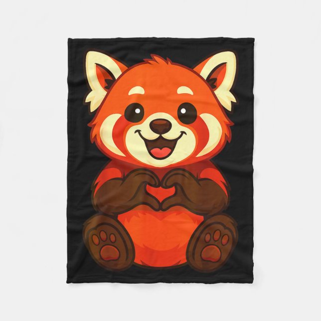 Manta Polar Red Panda Doing Heart With Hands Valentines Day  (Anverso)