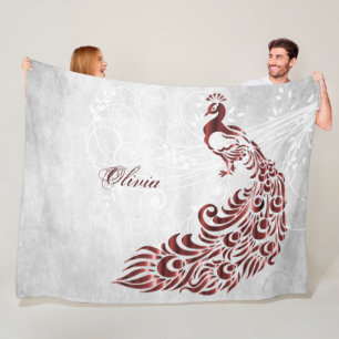 Manta Polar Red Peacock Personalizado Fleece Blanket