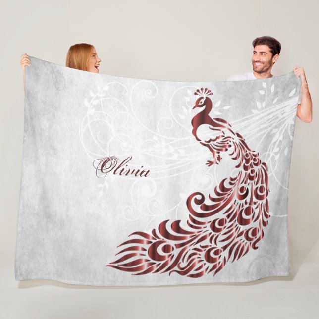 Manta Polar Red Peacock Personalizado Fleece Blanket (In situ)