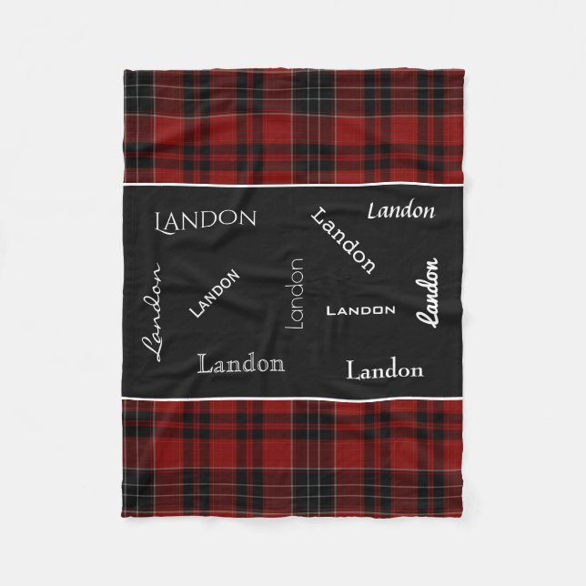 Manta Polar Red Plaid con personalización de nombre (Anverso)