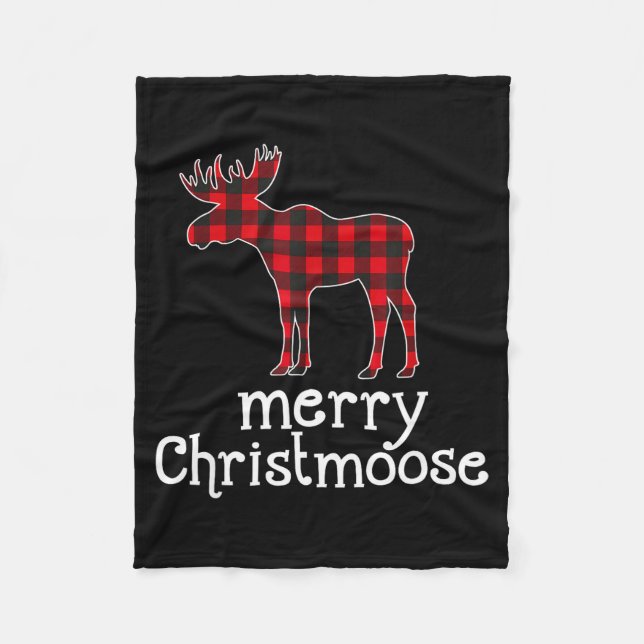 Manta Polar Red Plaid Merry Christmoose Christmas Moose Lovers (Anverso)