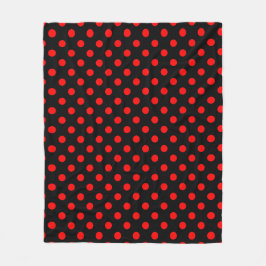 Manta Polar Red Polka Dots Pattern on Black Background
