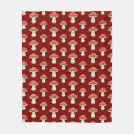 Manta Polar Red Raining Mushrooms Retro Cottagecore Cozy Soft