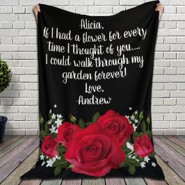 Manta Polar Red Roses Bouquet Personalizado Nota de amor