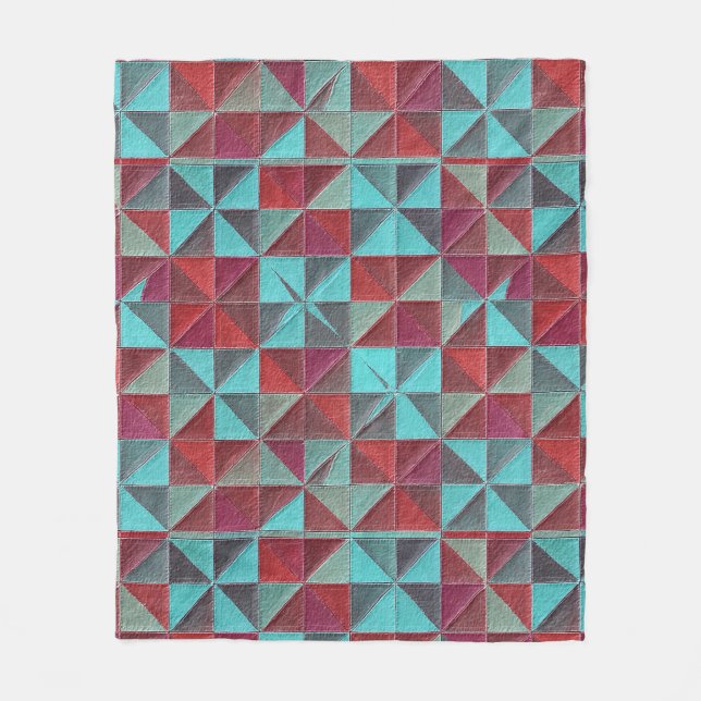 Manta Polar red, teal, purple, and gray quilt (Anverso)