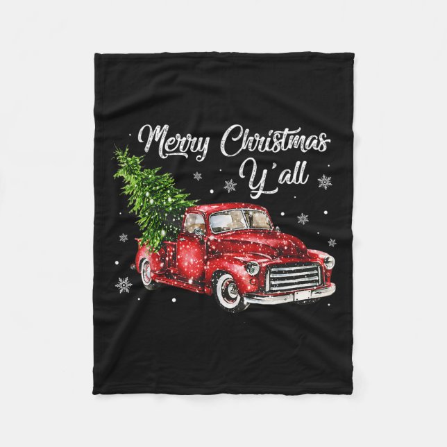 Manta Polar Red Truck Christmas Funny Merry Christmas Yall Wom (Anverso)