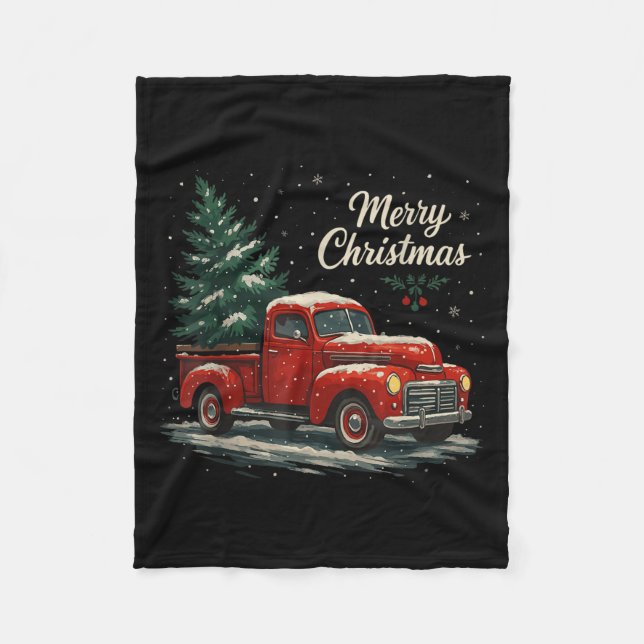Manta Polar Red Truck Christmas Pajamas Shirt, Xmas Family Mat (Anverso)