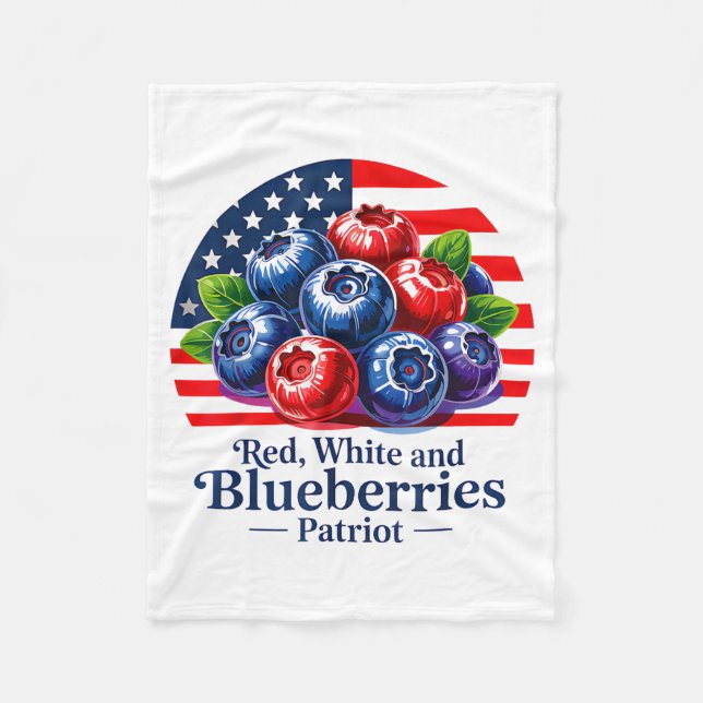 Manta Polar Red White And Blueberries Christian Patriotic  (Anverso)