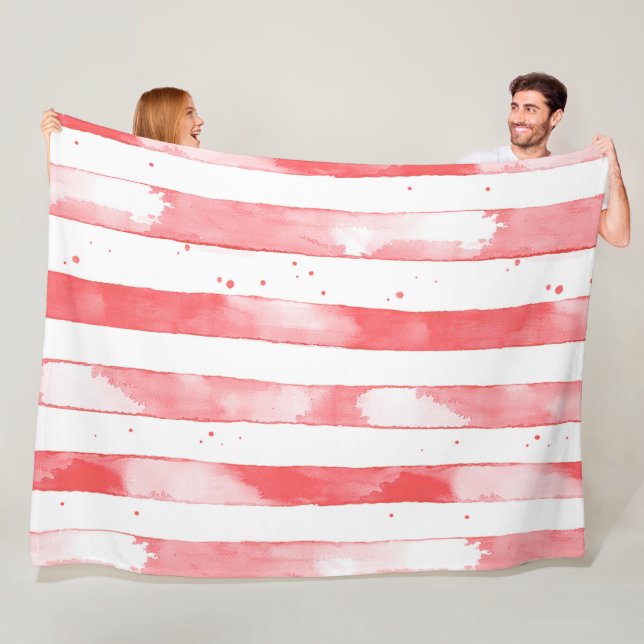 Manta Polar Red White Stripes Dots Christmas (In situ)