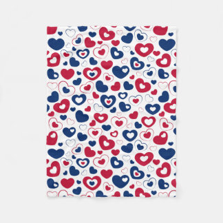 Manta Polar Red y Blue Hearts Blanket