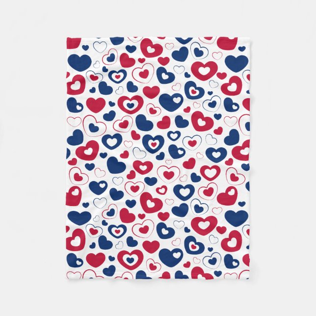 Manta Polar Red y Blue Hearts Blanket (Anverso)