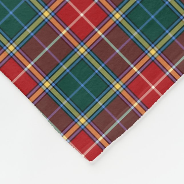 Manta Polar Red y bosque Green Plaid Clan Baxter Tartán (Esquina)