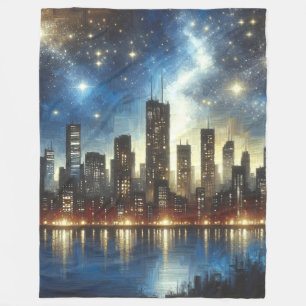 Manta Polar "Reflexiones de Starry Night Cityscape"