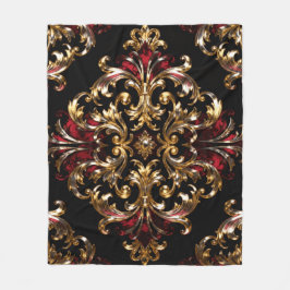Manta Polar Regal Noir Pattern | Gold Scrollwork & Crimson