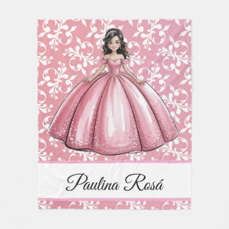 Manta Polar Regalo de arte de bata rosa de Quinceañera Ball