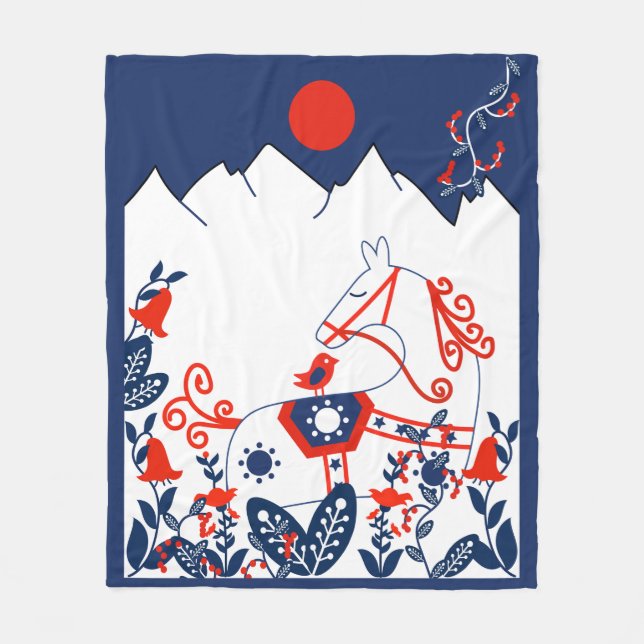 Manta Polar Regalo De Arte Folclórico Sueco Y Finlandés (Anverso)