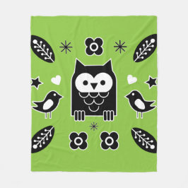 Manta Polar Regalo de arte popular de búho escandinavo