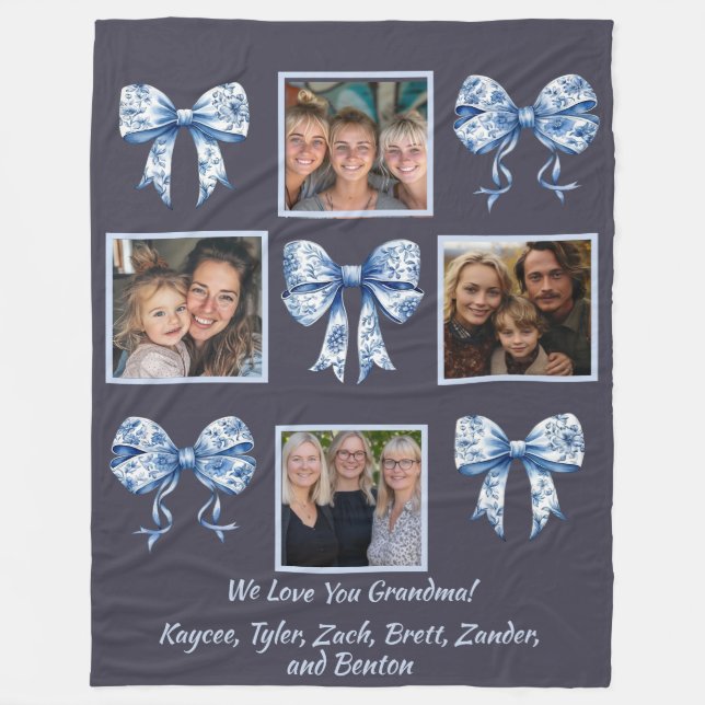 Manta Polar Regalo de Collage de fotos de la abuela del person (Anverso)