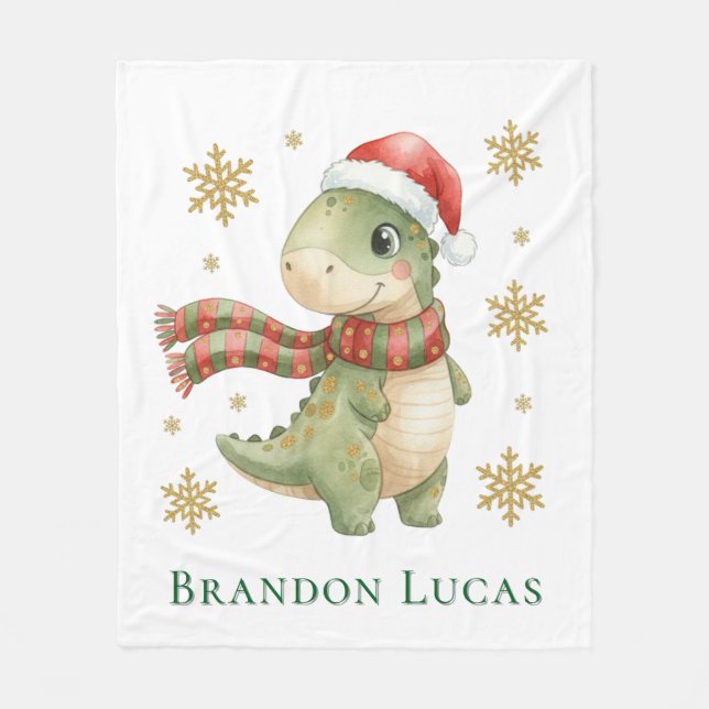 Manta Polar Regalo de cumpleaños de dinosaurio de Navidad (Anverso)
