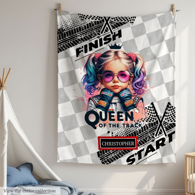Manta Polar Regalo de cumpleaños de la Reina de la Carreras de (Queen of the Track Racing Sport Car Birthday Gift Fleece Blanket)