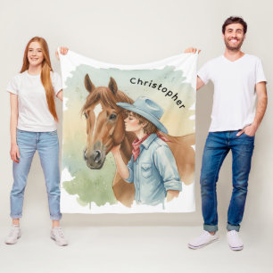 Manta Polar Regalo de cumpleaños de vaquero azul besando a un