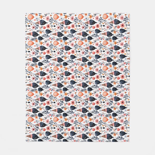 Manta Polar Regalo de cumpleaños | Globo caprichoso y flor (Anverso)