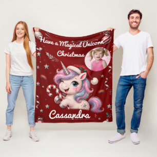 Manta Polar Regalo de foto de Navidad de Unicornio Mágico Carm