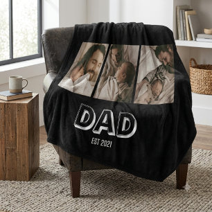 Manta Polar Regalo de foto de Papá Est 3 Recuerdo de padre