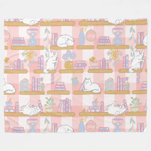 Manta Polar Regalo de Gato Ama de los Libros Pastel Rosa
