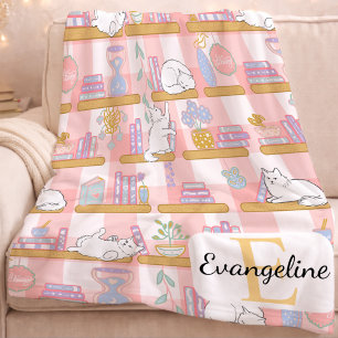 Manta Polar Regalo de gato personalizado con nombre en rosa pa
