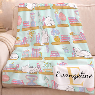 Manta Polar Regalo de gato personalizado con nombre verde past
