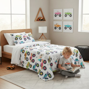Manta Polar Regalo de habitación para niños con camiones monst