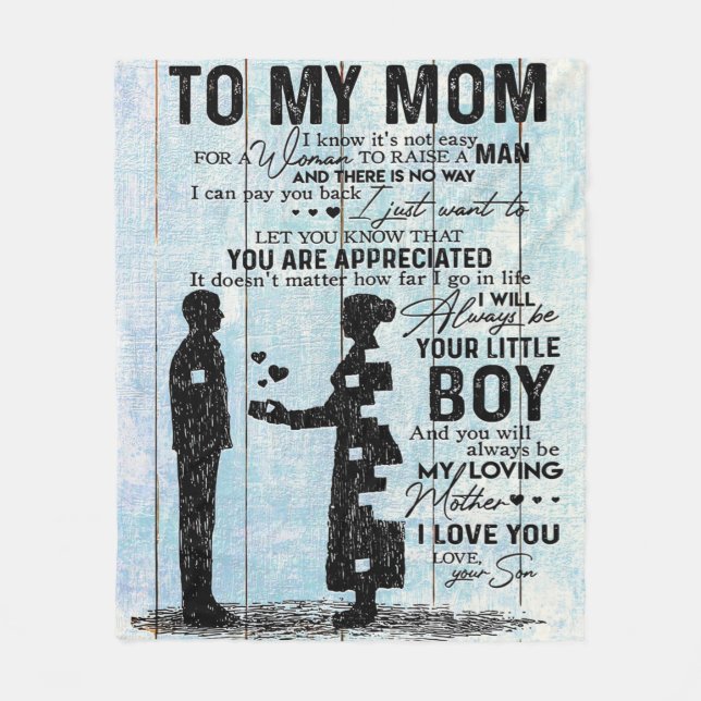 Manta Polar Regalo De Hijo A Mamá, Carta Personalizada A Mi Re (Anverso)