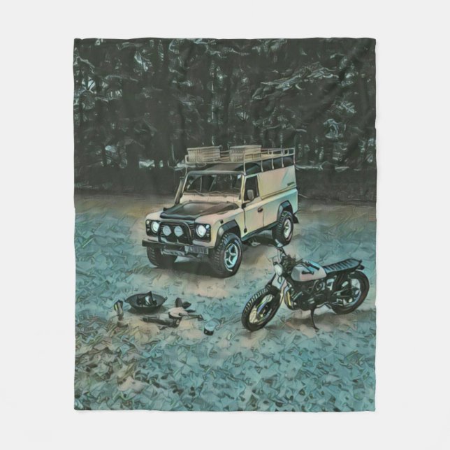 Manta Polar Regalo de motocicleta retro (Anverso)